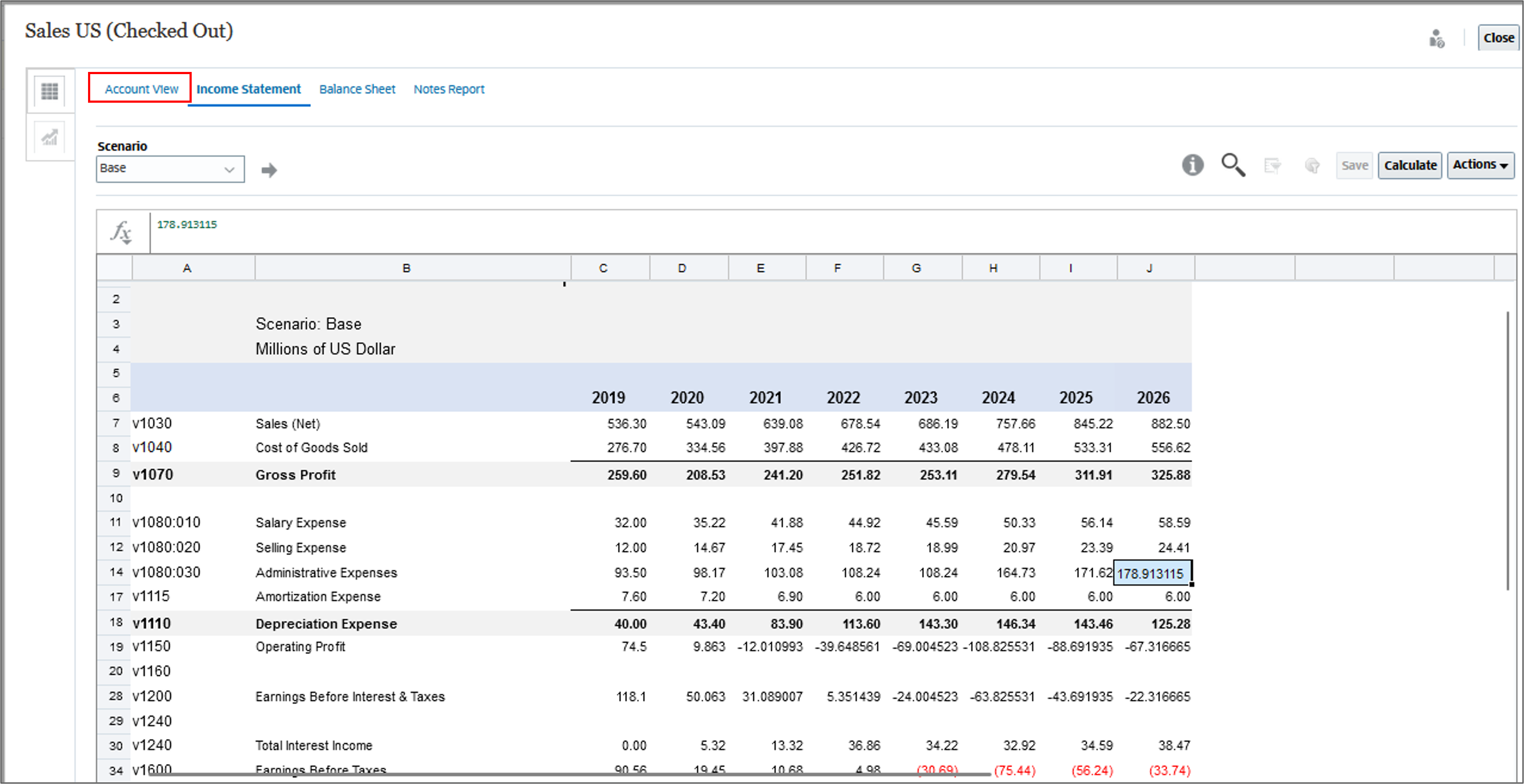 Apri vista account